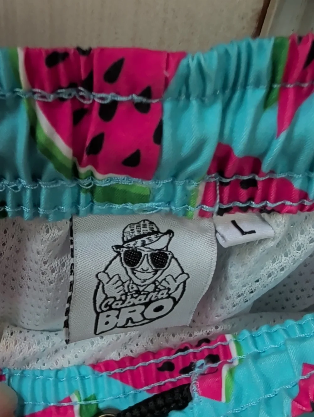 Cabana Bro , Watermelon Print Men's Swim Trunks. Size Large